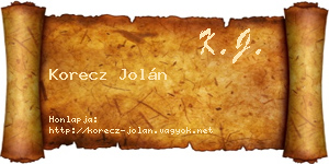 Korecz Jolán névjegykártya