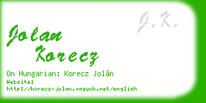 jolan korecz business card